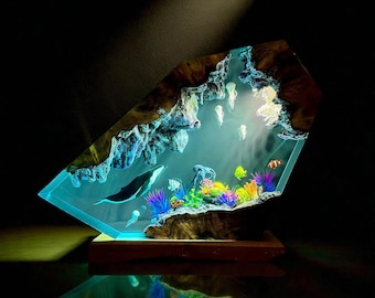 Ocean LED Resin Lamp Colour Changing Night Light Underwater Desk Lamp