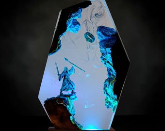 Magier Ring LED Harz Lampe Farbwechsel Nachtlicht Fantasy Schreibtischlampe