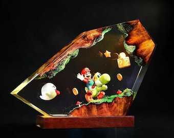 Retro Mario Style Lamp LED Resin Colour Changing Night Light Desk Lamp