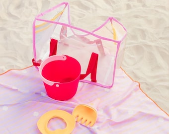 Kids Beach Toy and Lighthouse Play Towel Set, Sand Bucket Bundle