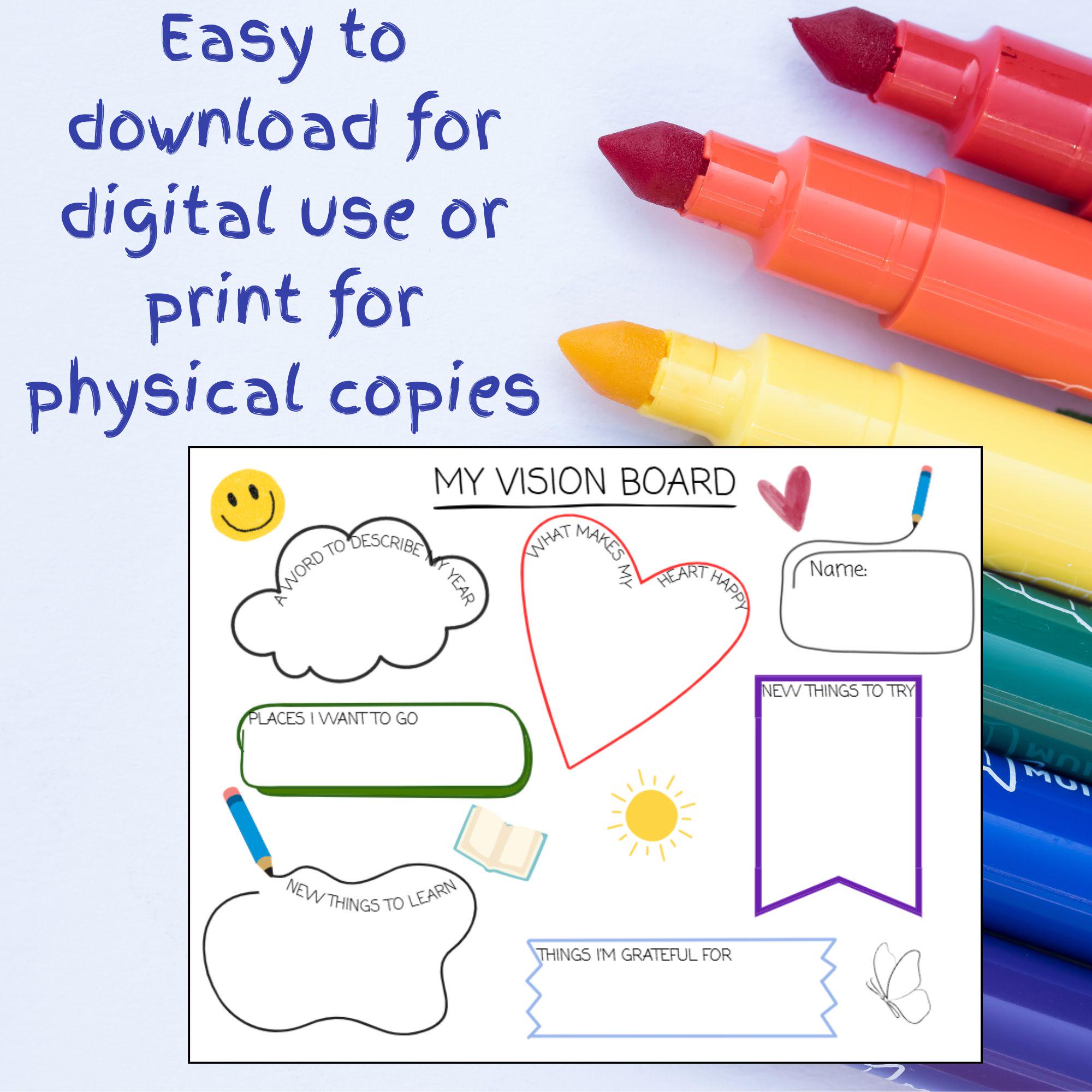 Kids Vision Board Template Printable | Goal Setting Activity for Kids ...