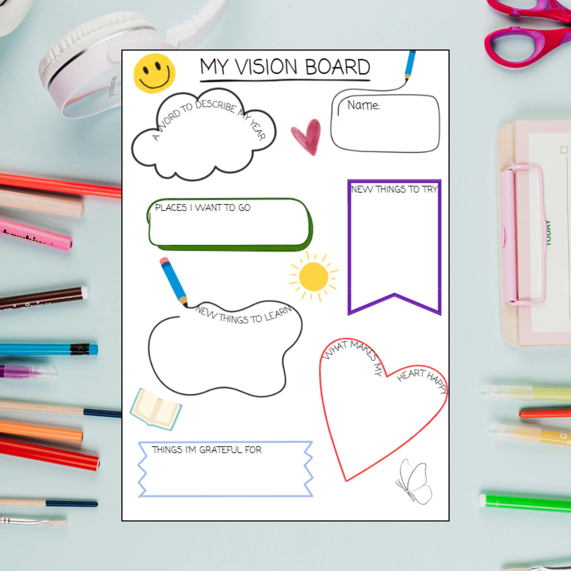 Kids Vision Board Template Printable | Goal Setting Activity for Kids ...