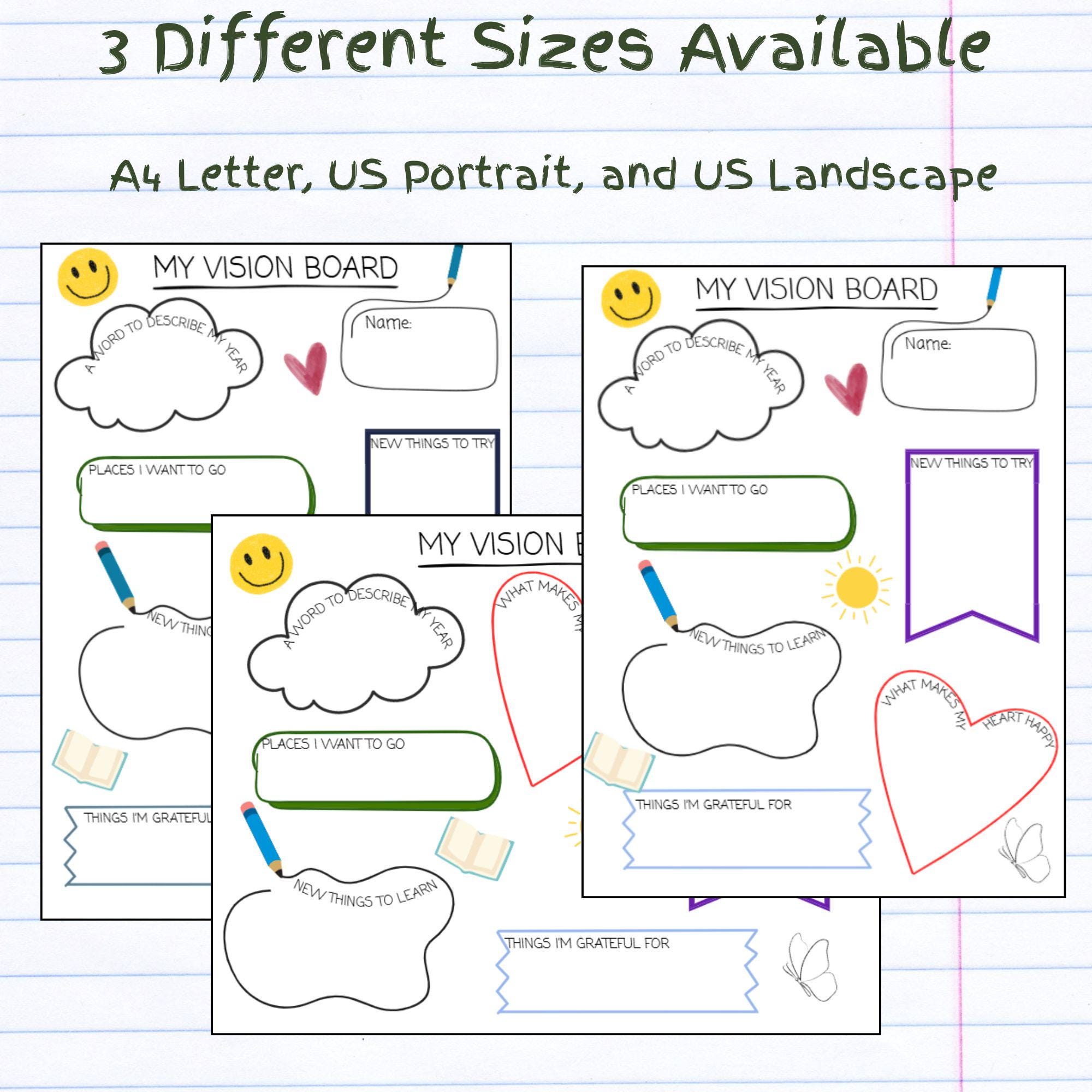 Kids Vision Board Template Printable | Goal Setting Activity for Kids ...