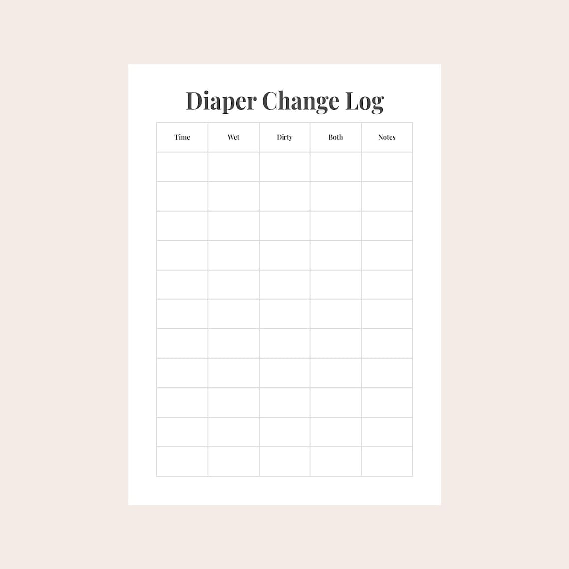 Diaper Change Log Printable | Infant Diaper Tracker | Daily Care Sheet ...