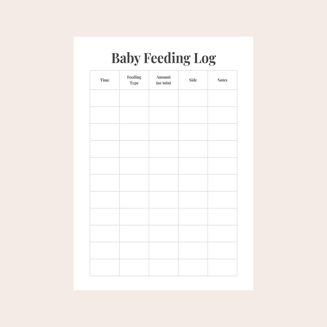 Feeding Log Printable for Infants | Bottle or Breastfeeding Tracker ...
