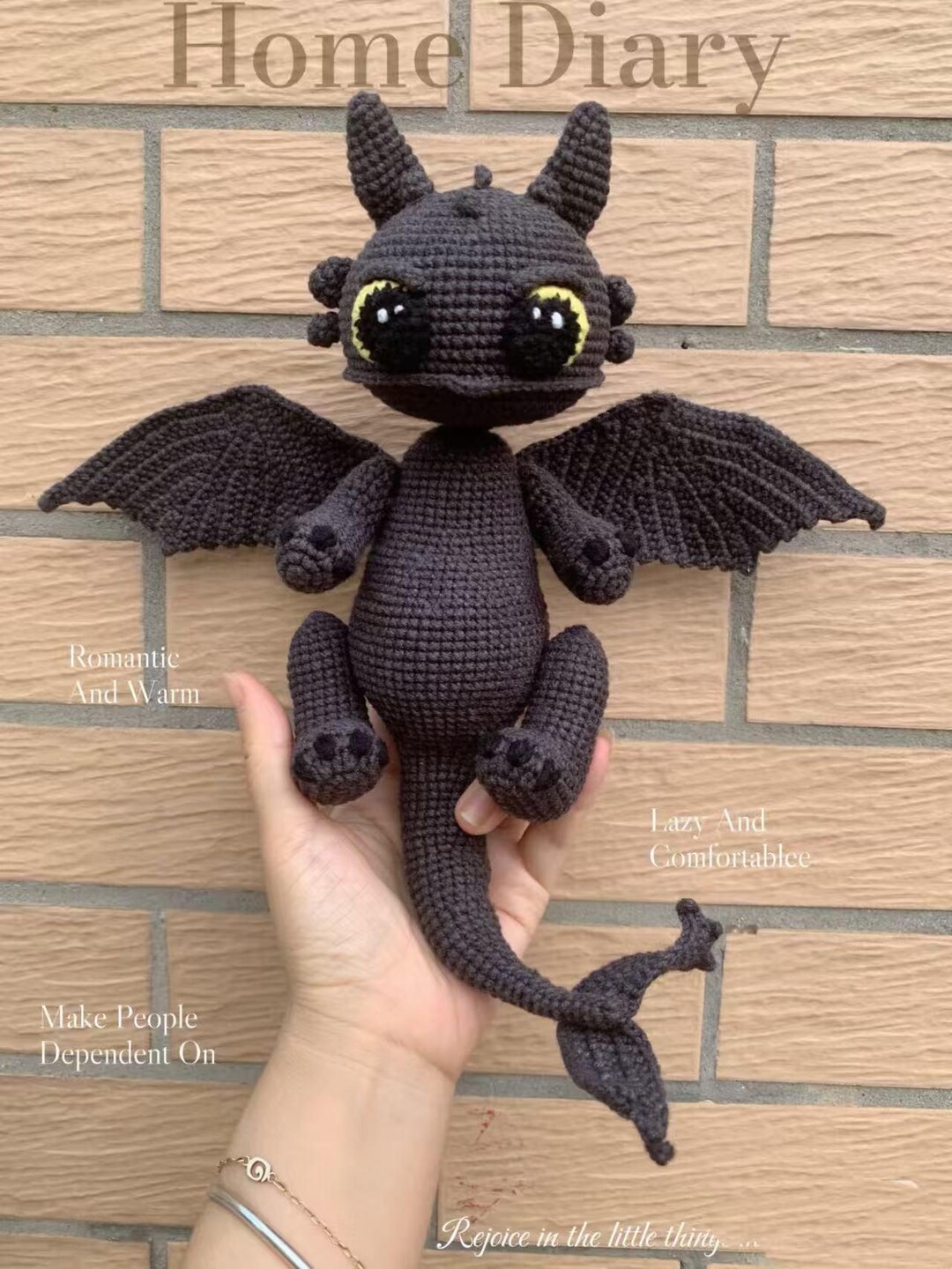 Handmade Crochet Toothless Dragon Plush, Amigurumi Night Fury Stuffed ...
