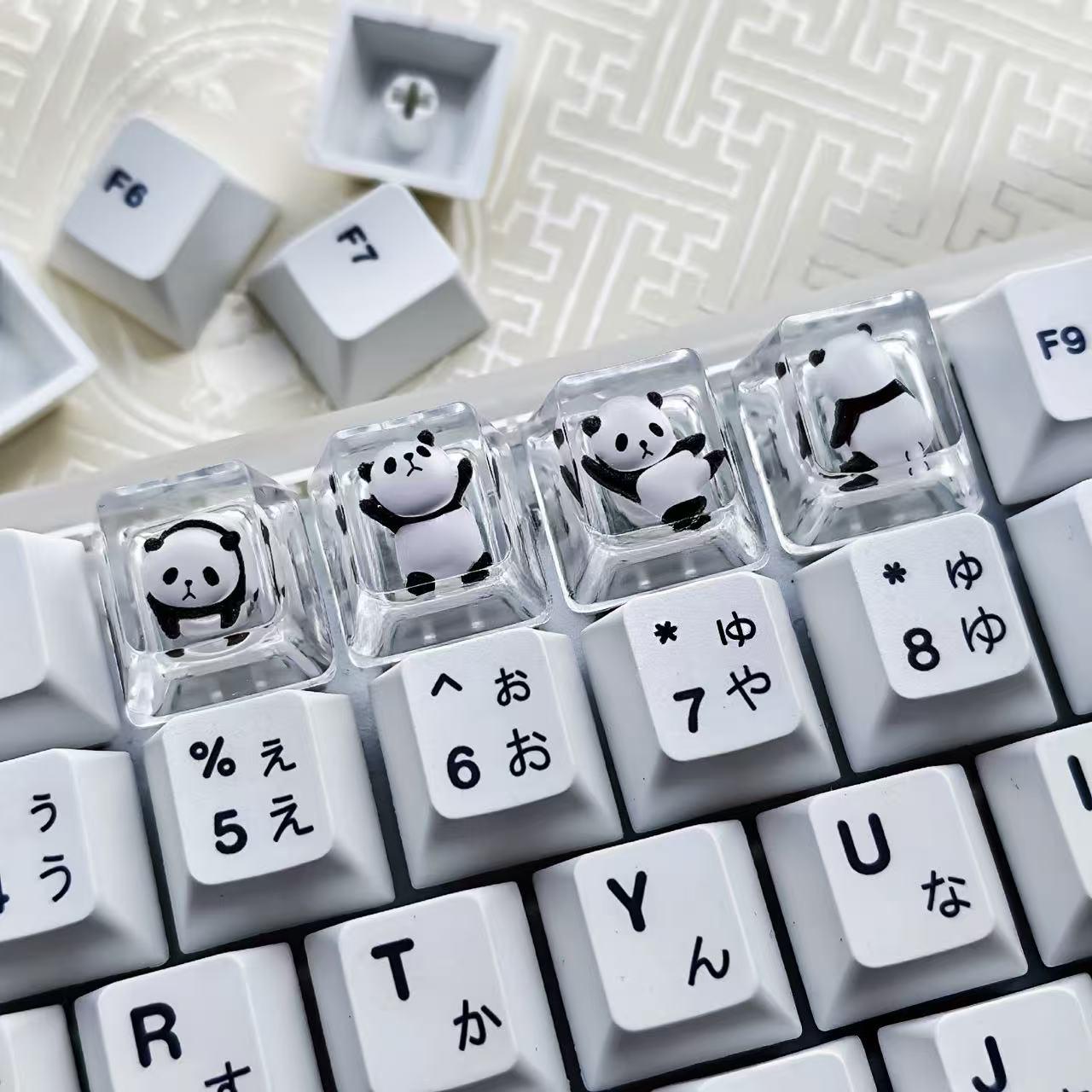 Handmade Panda Resin Keycap Set, Light Blue Translucent Mechanical ...