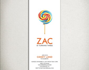 Invitación de cumpleaños de Candy Land: Fiesta de piruletas (IMPRIMIBLE)