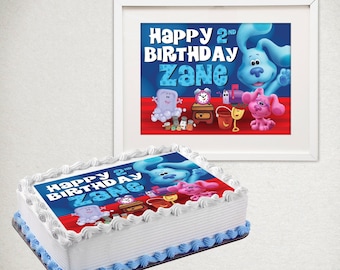 Adorno para tarta de cumpleaños de Las pistas de Blue: Personalizado (Descarga digital)