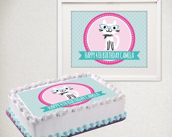 Adorno para tarta de cumpleaños de gato: Decoración personalizada y perfecta para fiestas (archivo digital)