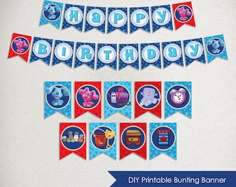 Banner de cumpleaños de Pistas de Blue: Decoración imprimible para fiesta (descarga digital)