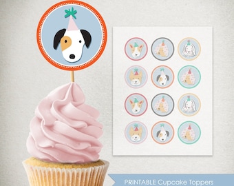 Adornos para cupcakes con forma de patita de cachorro: Fiesta de cumpleaños de perro DIY (archivo digital)