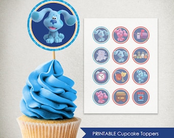 Adornos para cupcakes de Las pistas de Blue: Decoración para fiestas de cumpleaños (Descarga digital)