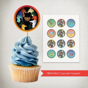 INSTANT DOWNLOAD - Wings of Fire - Cupcake Topper - dragon - circle DIY birthday party decoration - digital file jpg pdf png Cricut