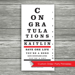 Personalized PhD Doctor Nurse Party Poster Sign - vision chart eye test vision test - graduation party - Digital Download, DIY, Printable