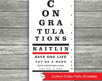 nurse eye chart congratulations rn eye chart printable etsy