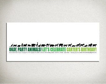 Invitación de cumpleaños de animales de fiesta: Desfile del zoológico, colores personalizados (digital)
