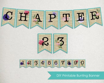 Banner floral de cumpleaños: Decoración vintage imprimible para fiesta (descarga digital)