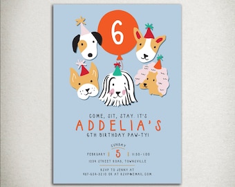 Invitación para fiesta de cumpleaños de cachorros: Diseño colorido de patitas (Descarga digital imprimible DIY)