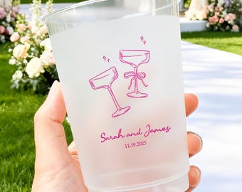 Personalized Frosted Wedding Cup, Custom Party Favor, 12oz / 16oz Cup