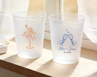 Vasos de plástico esmerilado personalizados, recuerdos para bodas, vasos acrílicos de 12/16 oz.