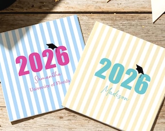 Personalizowane serwetki na ukończenie szkoły, serwetki koktajlowe w paski, upominki na przyjęcie z okazji ukończenia szkoły w 2026 roku