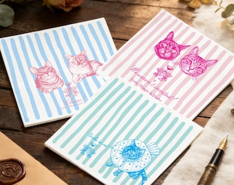 Personalized Pet Wedding Napkins, Striped Cocktail Napkins, Dog Cat Portrait Napkins