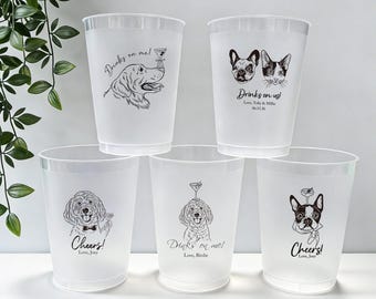 Personalized Pet Frosted Plastic Cups, Dog Wedding Favors, 12/16oz Cups
