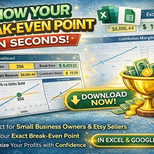 Profit and Break-Even Calculator Spreadsheet | Excel & Google Sheets Tool for Business