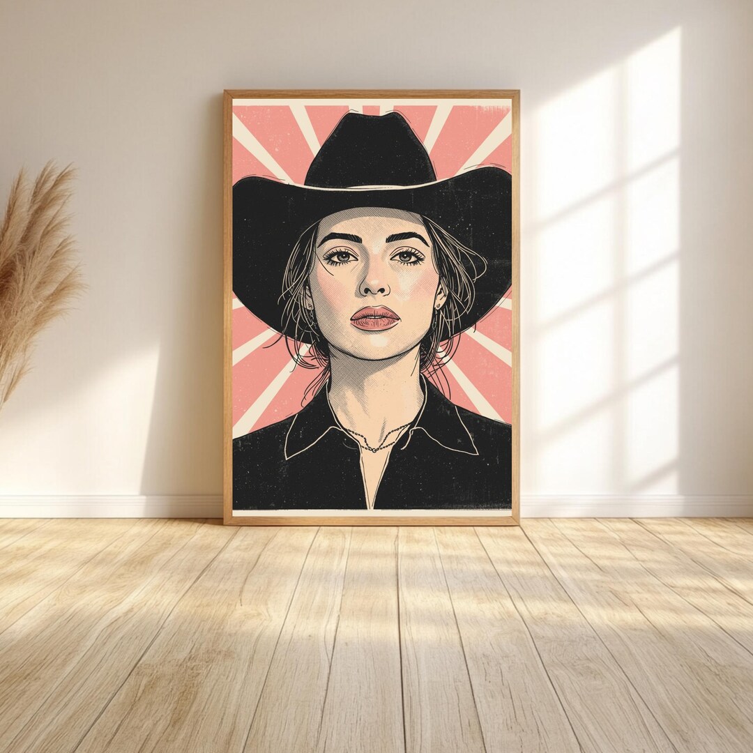 Halftone Cowgirl Printable Wall Art, Vintage Cowgirl Home Decor ...