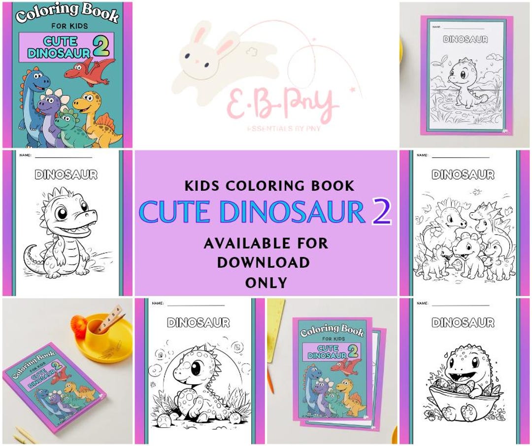 Dinosaur Coloring Book | Kids Printable Activity (digital Download 2 - Etsy