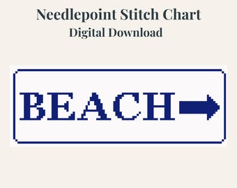Beach Sign Needlepoint Chart | Coastal Decor (Digital Download)