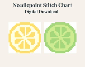 Citrus Slice Needlepoint Chart | Lime & Lemon Bag Charm Pattern (Digital Download PDF)