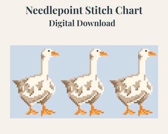 Garden Geese Needlepoint Chart | Farmhouse Goose Pattern | Digital Download
