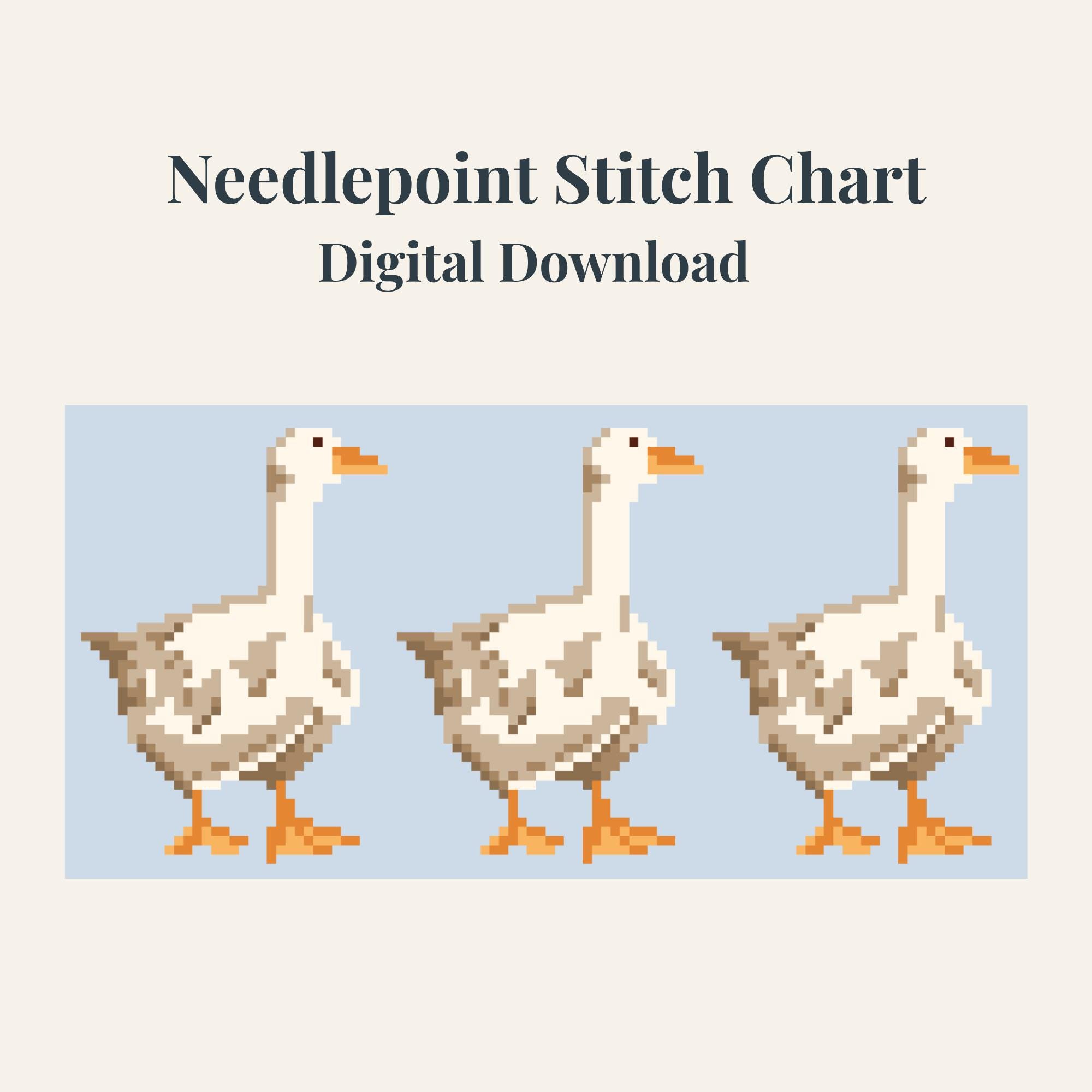 Goose Graph Pattern Garden Geese Needlepoint Chart | Farmhouse Goose Pattern | Digital ...