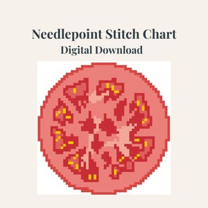 Tomato Needlepoint Chart | Sliced Tomato Needplepoing Pattern | DIgital Download | Retro Botanical | Kitchen Decor | Gift for the Gardener