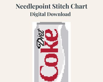 Diet Coke Can Needlepoint Pattern | Funny Bar Cart Decor (Digital Download)