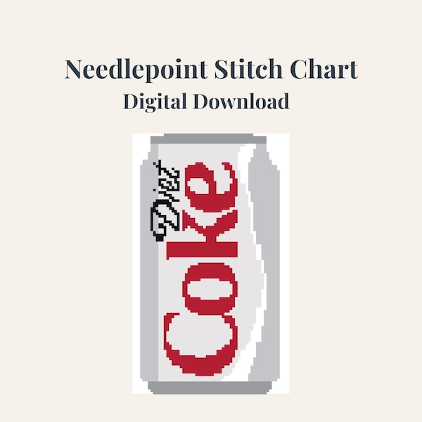 Motivo a punto croce per lattina di Coca-Cola Light / Divertente decorazione per carrello bar (download digitale)