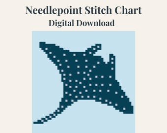 Manta Ray Needlepoint Pattern | Coastal DIY Decor (Digital Download)