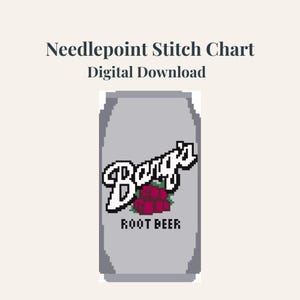 Barq’s Root Beer Can Needlepoint Pattern | Funny Bar Cart Decor (Digital Download)