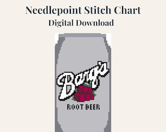Barq’s Root Beer Can Needlepoint Pattern | Funny Bar Cart Decor (Digital Download)