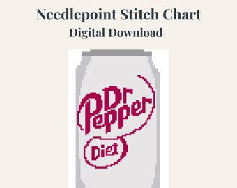 Diet Dr Pepper Can Needlepoint Pattern | Soda Lover Gift (Digital Download PDF)
