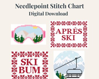 Apres Ski Needlepoint Pattern | Retro Mountain Collection (Digital PDF)
