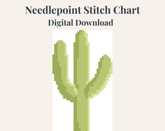 Saguaro Cactus Needlepoint Pattern | Desert Chic Chart | Southwest Home Decor | Digital Download PDF
