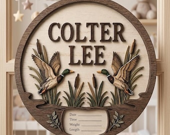 Mallard Duck Printed Custom Personalized Name Sign | Hospital Door Hanger | Grandmillenal Announcement | Custom Baby Name Sign | Name Sign