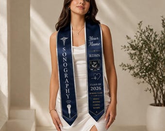 Aangepaste echografie afstudeerstola RDMS Grad Sash Class of 2026, personaliseer stal 2026,
