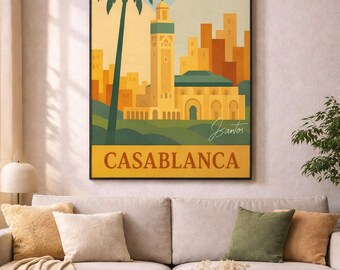 Leinwandbild „Casablanca“, marokkanische Wanddekoration, Kunst aus Marrakesch, Boho-Wüstenkunst, geometrische Kunst – Leinwand (verschiedene Größen) – versandkostenfrei
