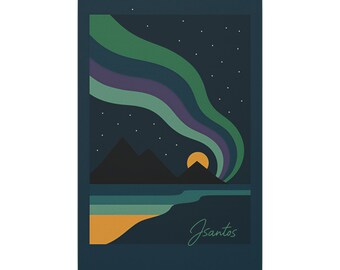 Wandbild mit Nordlichtern, Landschaftsmotiv auf Leinwand, minimalistische Nachthimmel-Kunst, modernes Dekor im dunklen Stil – Leinwand (verschiedene Größen) – versandkostenfrei