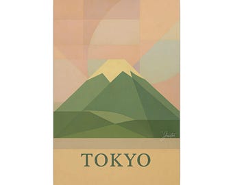 Tokio-Wandbild auf Leinwand, Fuji-Motiv, japanische Landschaftskunst, minimalistisches Zen-Dekor, geometrische Kunst – Leinwand (verschiedene Größen) – versandkostenfrei