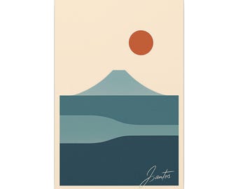 Minimalistische Meereswandkunst, abstraktes Meeresbild auf Leinwand, moderne Küstendekoration, Sonnenuntergangs-Meeresdruck – Leinwand (verschiedene Größen) – versandkostenfrei